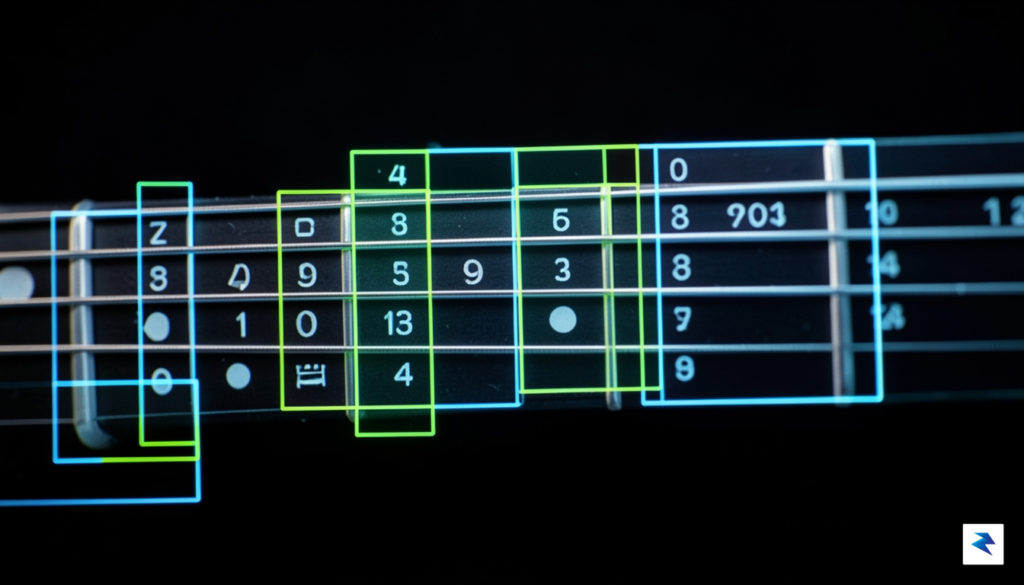 A close-up, high-contrast visualization showing an AI model identifying musical&hellip;