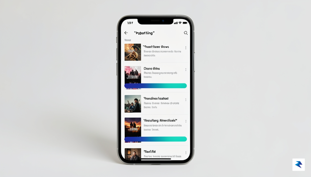 A smartphone screen displaying a clean, modern television tracking app…