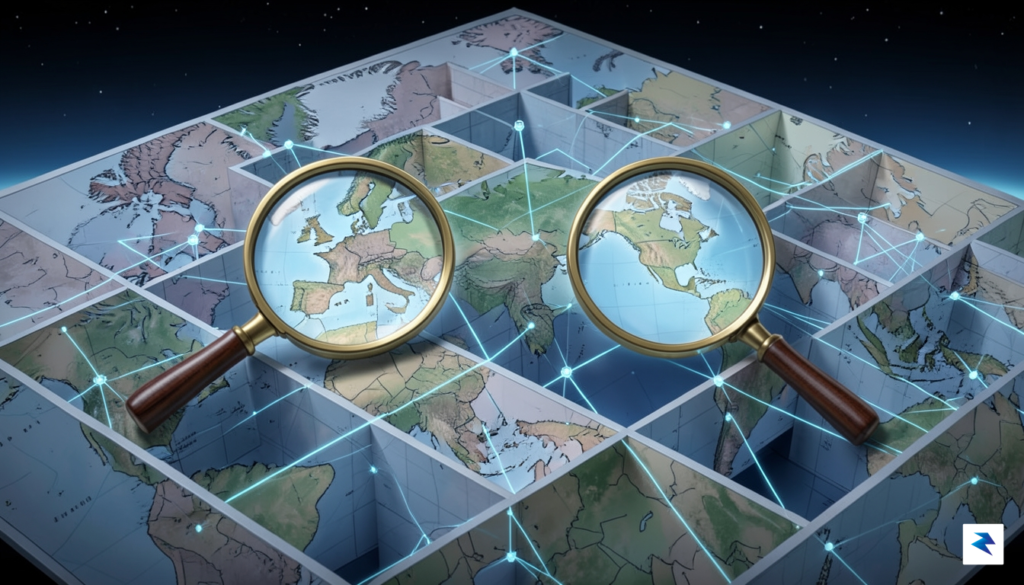 A conceptual digital illustration showing a complex maze of interconnected&hellip;