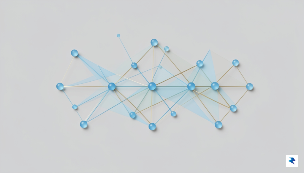 A conceptual digital visualization showing interconnected nodes where lines represent…