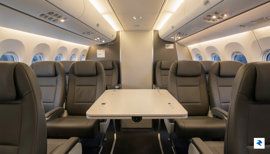 A modern airline cabin interior showing a modular seat configuration&hellip;