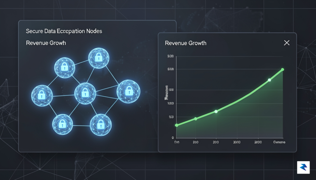 A sleek, modern digital dashboard interface displaying secure data encryption…
