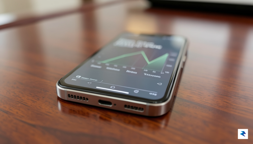 A close-up, high-definition photograph of a luxurious smartphone resting on…