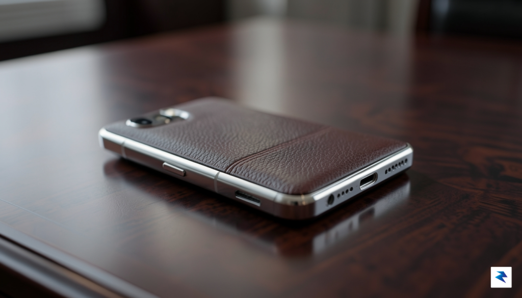 A sleek, high-resolution close-up shot of a Vertu smartphone featuring…