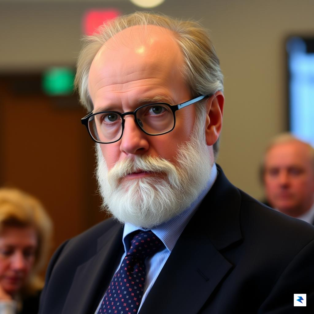 Portrait of a distinguished Vinton Cerf, perhaps in a professional&hellip;