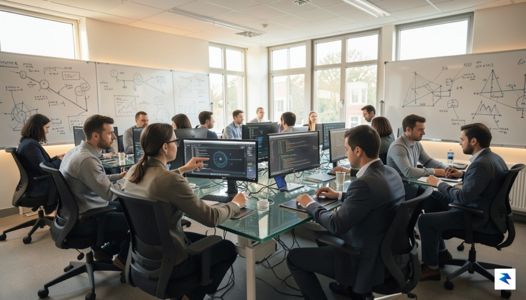 A diverse group of highly focused engineers and researchers collaborating&hellip;