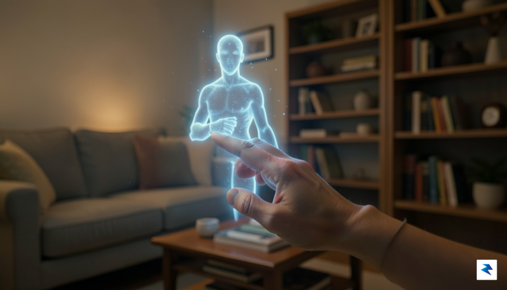 A conceptual digital art piece showing a human hand reaching&hellip;