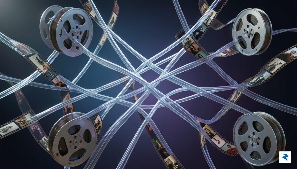 A digital illustration depicting a complex network of interconnected glass&hellip;