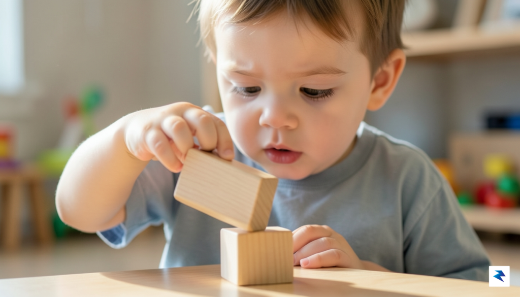 A close-up, high-definition photograph of a curious toddler interacting with&hellip;