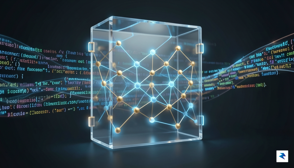 A conceptual digital illustration showing a futuristic, transparent security firewall…
