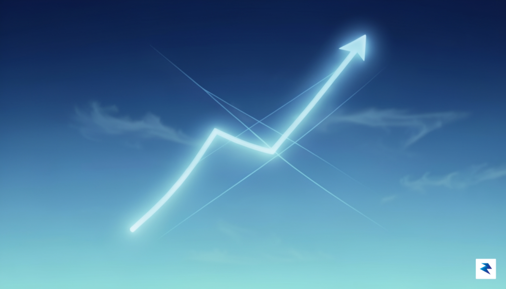A digital art representation of a glowing, abstract stock market…