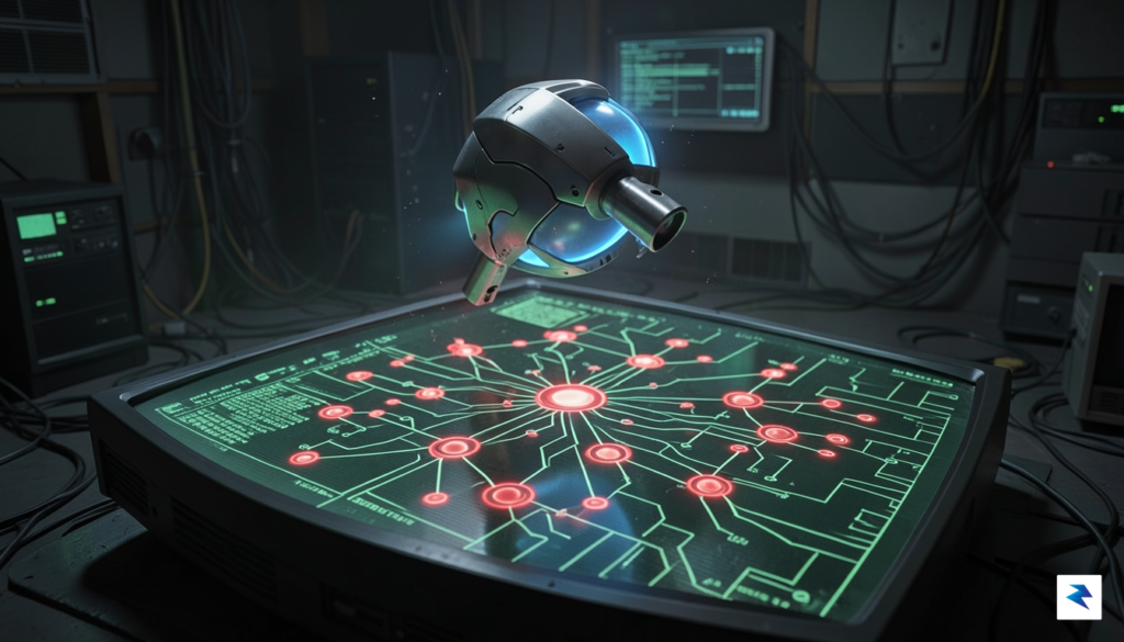 A digital security concept art showing an automated bot scanning&hellip;