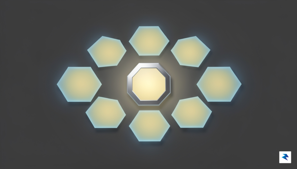 A clean, minimalist digital graphic showing a series of glowing,&hellip;