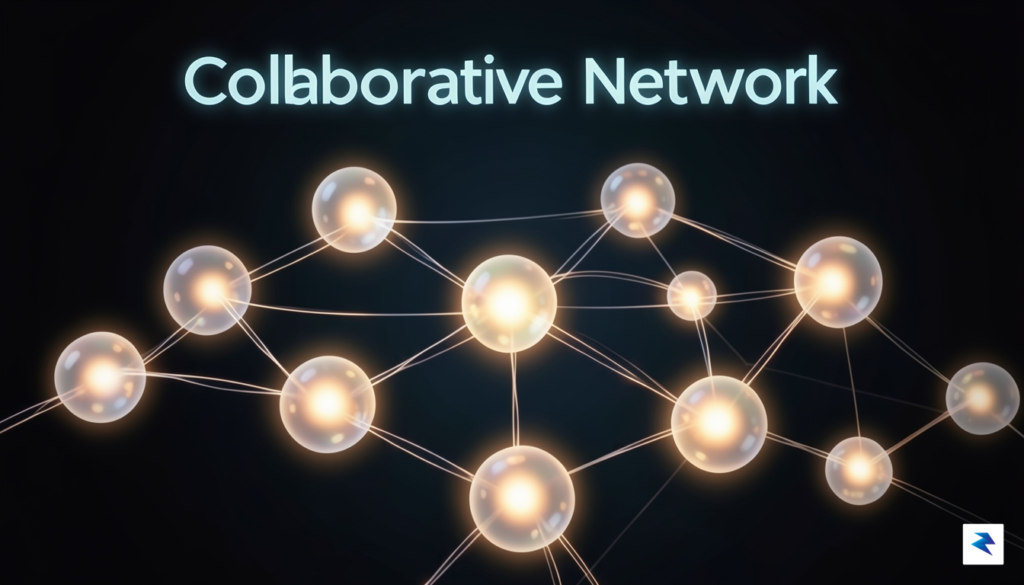 A conceptual digital illustration showing a series of connected, glowing&hellip;