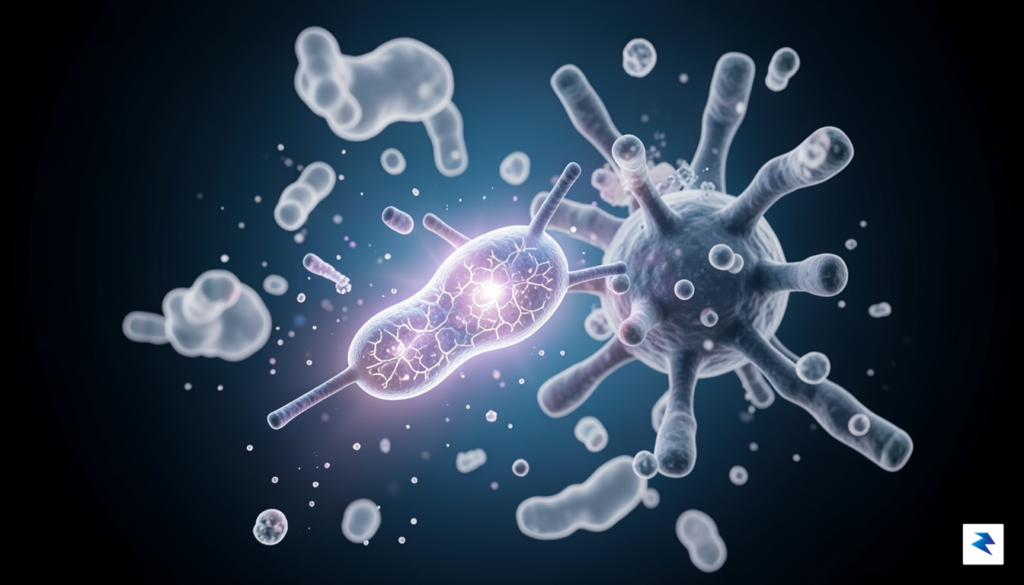 A high-quality, conceptual 3D medical illustration showing a glowing insulin&hellip;
