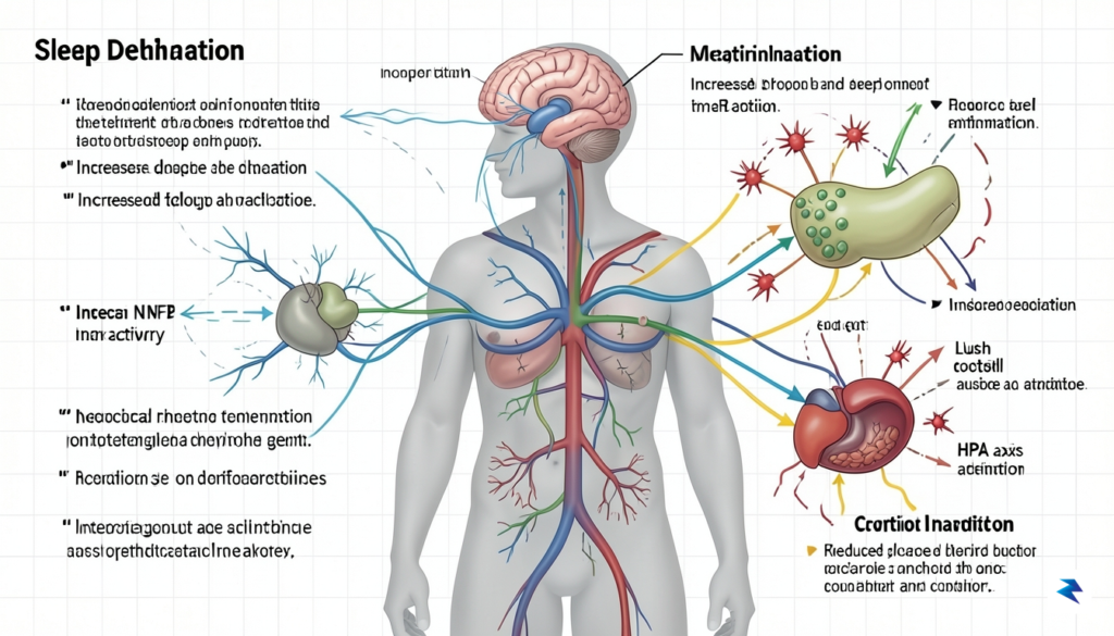 A detailed medical illustration showing the interconnected pathways between sleep&hellip;