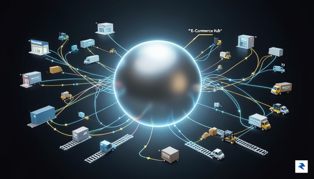 A conceptual digital visualization of a sleek, glowing AI sphere…