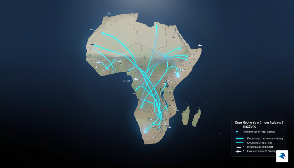 A detailed digital illustration showing a global map with glowing&hellip;