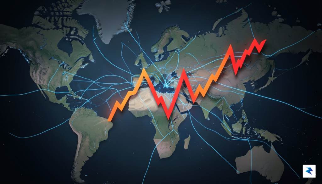 A digital data visualization showing a line graph of Brent&hellip;