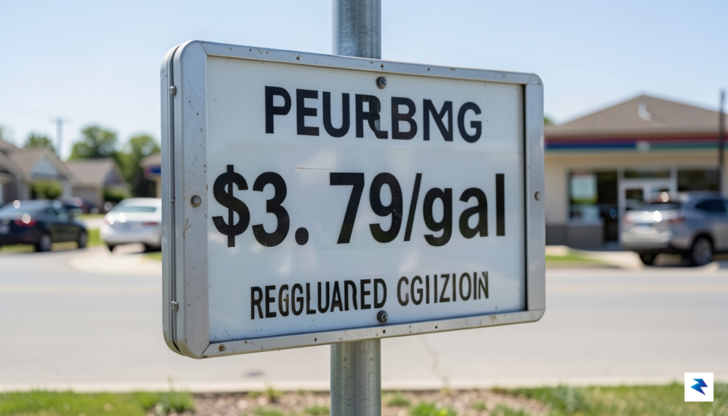 A close-up photograph of a gas station price sign in&hellip;