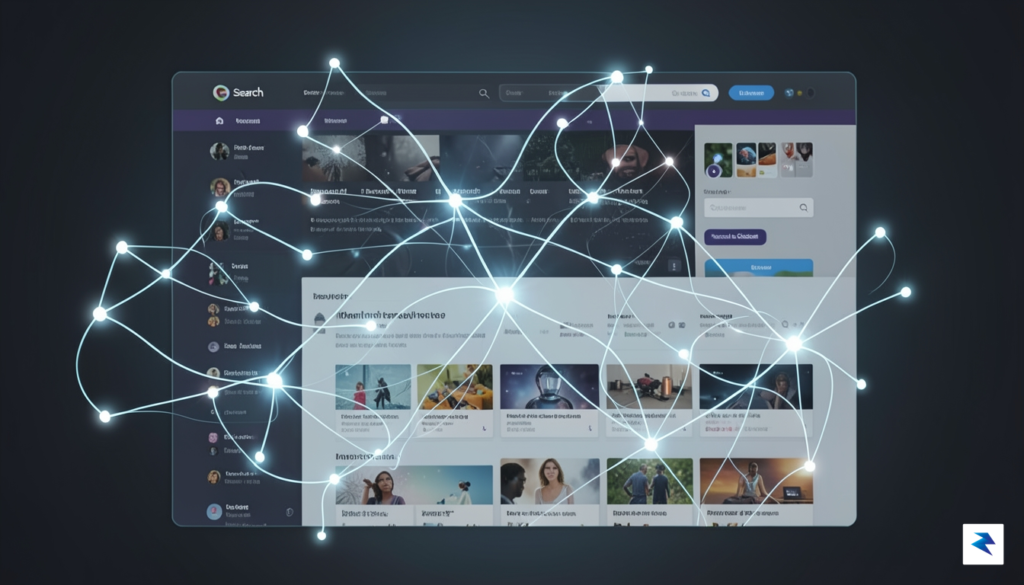 A conceptual digital visualization of a neural network overlaying a…