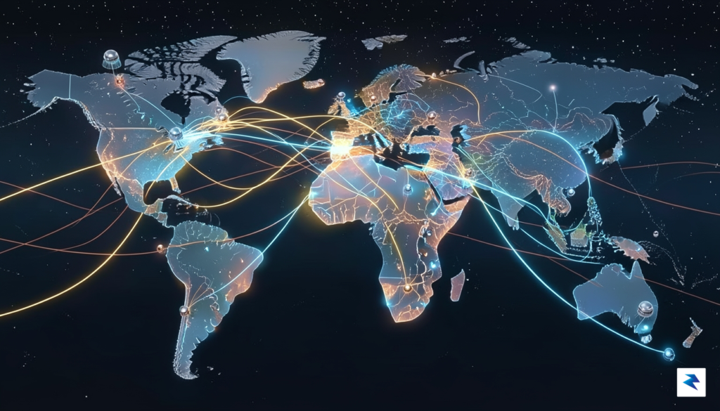 A conceptual digital illustration showing a complex network of glowing&hellip;