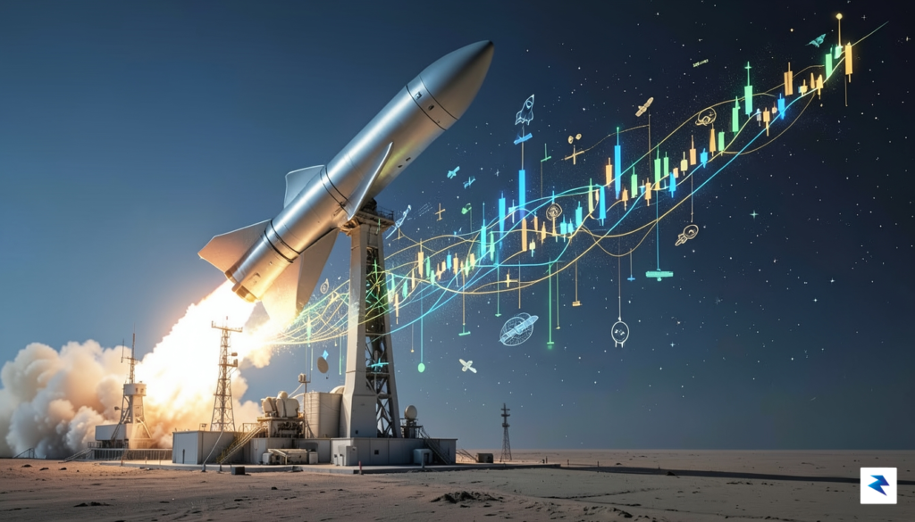 A digital illustration showing a rocket launch transition into a&hellip;