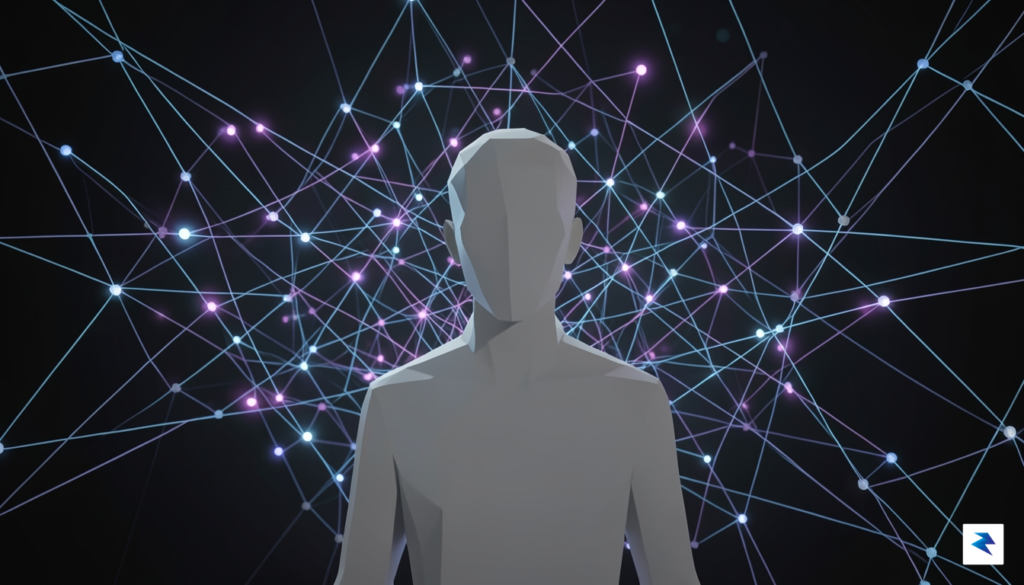 A conceptual digital illustration showing a human silhouette connected to&hellip;