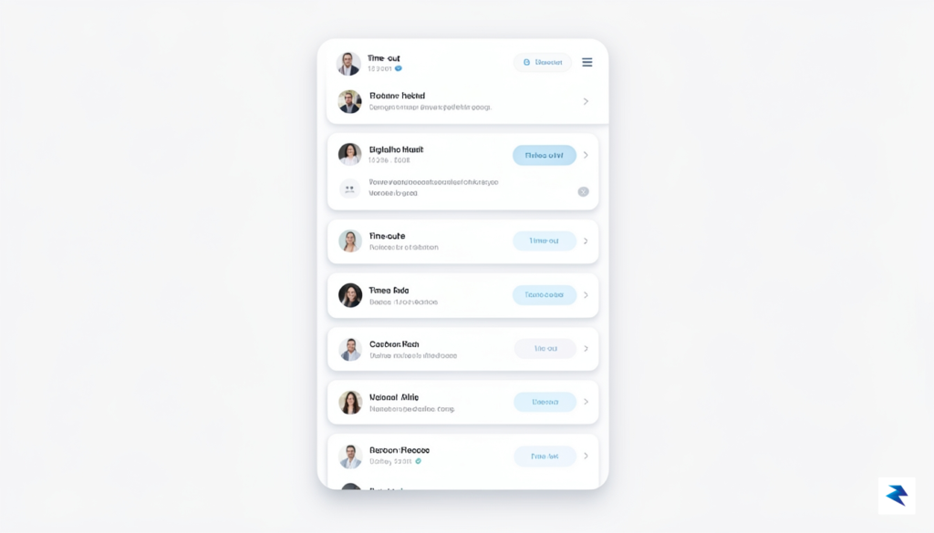 A conceptual digital interface showing a calm, minimalist social media&hellip;