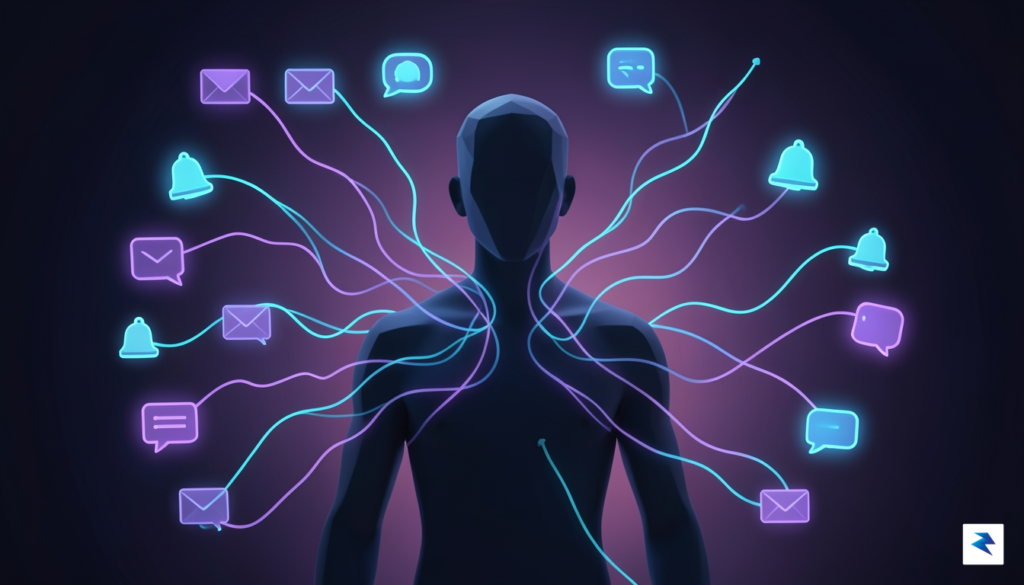 A conceptual digital illustration showing a human silhouette connected to&hellip;
