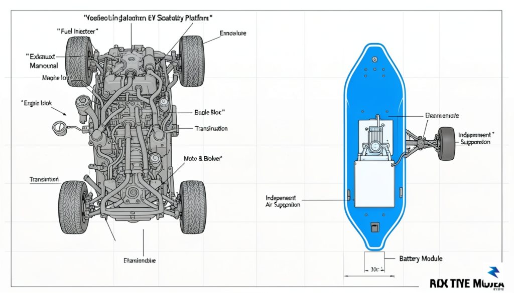An overhead technical diagram showing the evolution from a retrofitted…