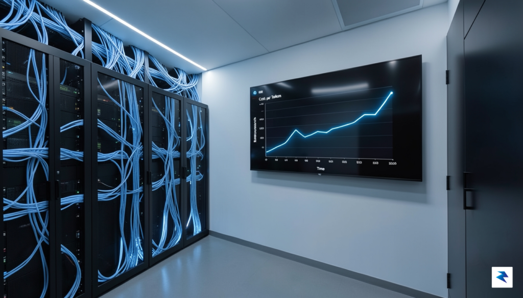 A modern, sleek server room with glowing blue fiber optic&hellip;