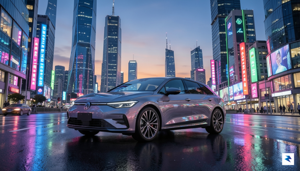 A conceptual digital rendering showing a modern, sleek Volkswagen electric&hellip;