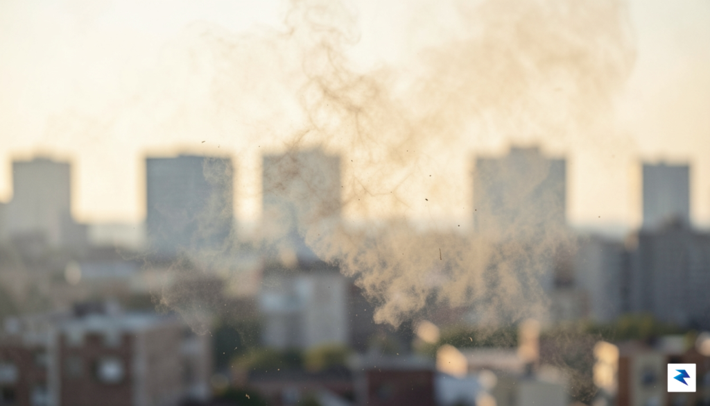 A close-up, high-resolution shot showing the fine, greyish-brown haze of&hellip;
