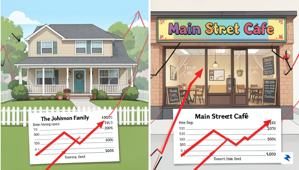 A split-screen illustration showing a suburban home on one side&hellip;