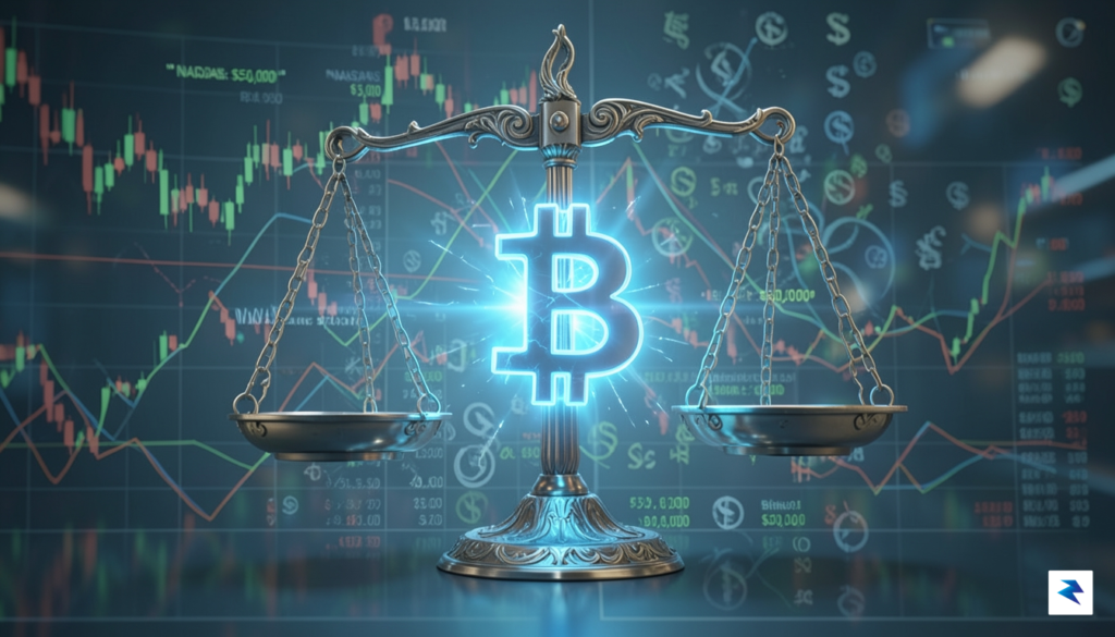 A digital art composition showing a glowing Bitcoin symbol held&hellip;