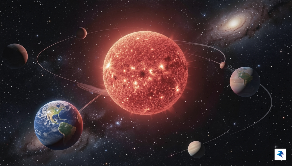 An artistic rendering of the solar system showing the Sun&hellip;