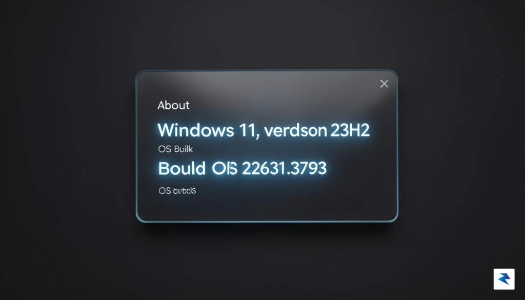 A close-up screenshot of the Windows 'About' window showing a…