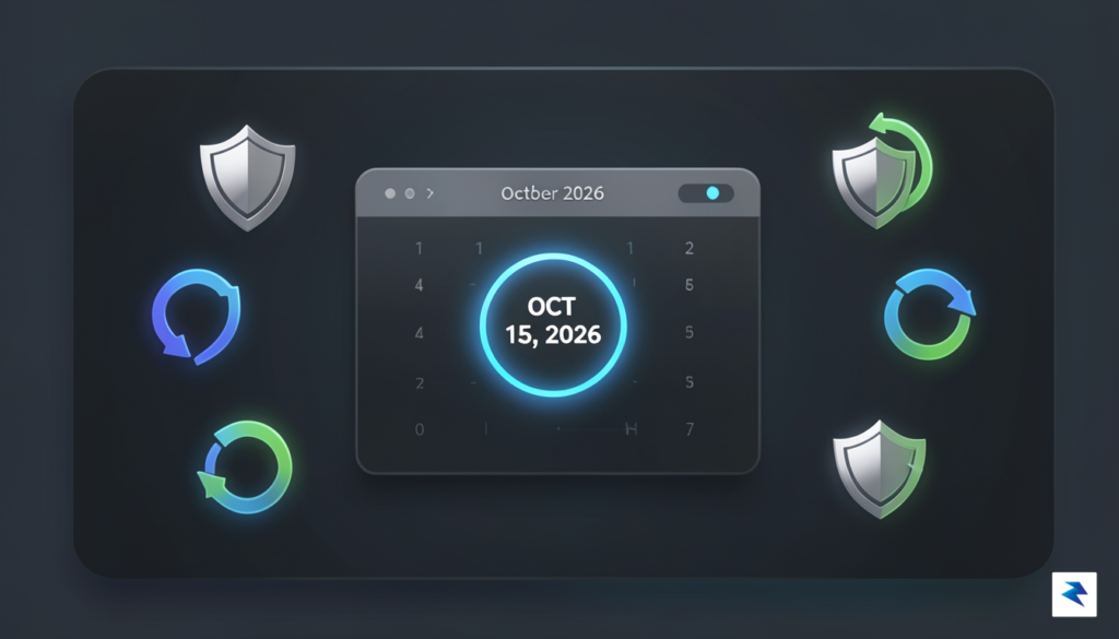 A clean, modern digital dashboard illustration displaying a calendar timeline…