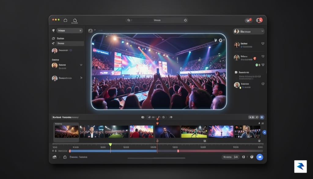 A sleek, modern digital interface showing a video editing timeline…