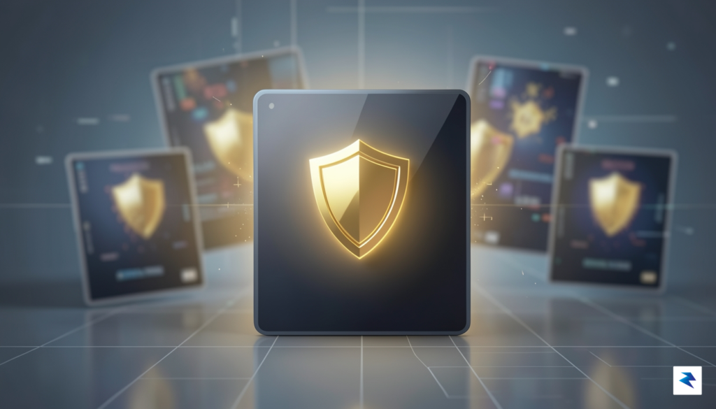 A conceptual digital illustration showing a verified, high-definition video file…