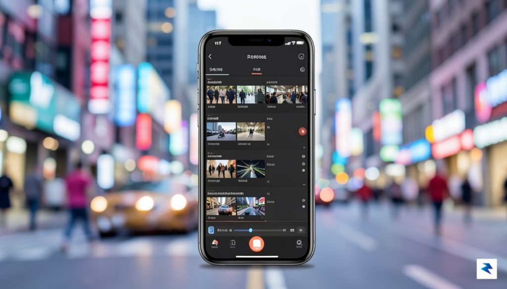 A sleek, modern smartphone interface displaying a professional-grade video editing…