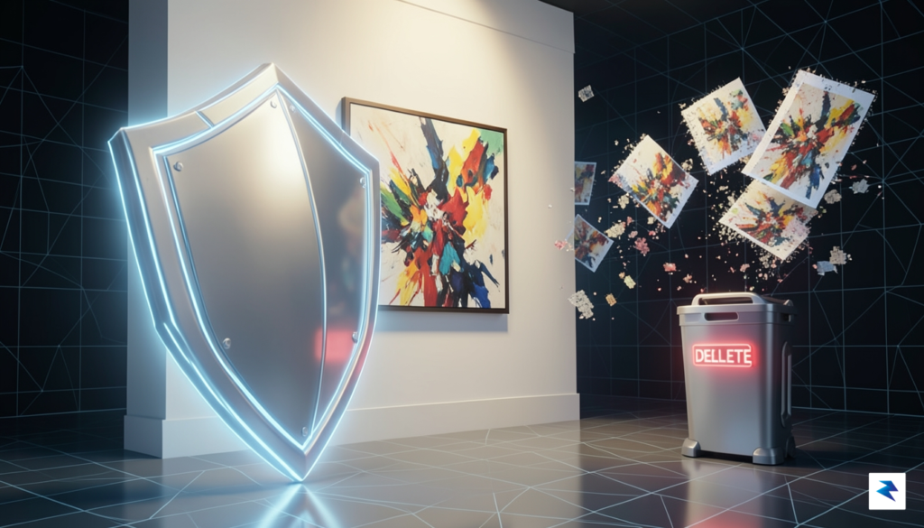 A digital conceptual illustration showing a futuristic, glowing shield protecting&hellip;
