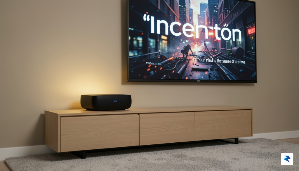 A sleek, modern Xgimi Titan Noir Max projector sitting on&hellip;